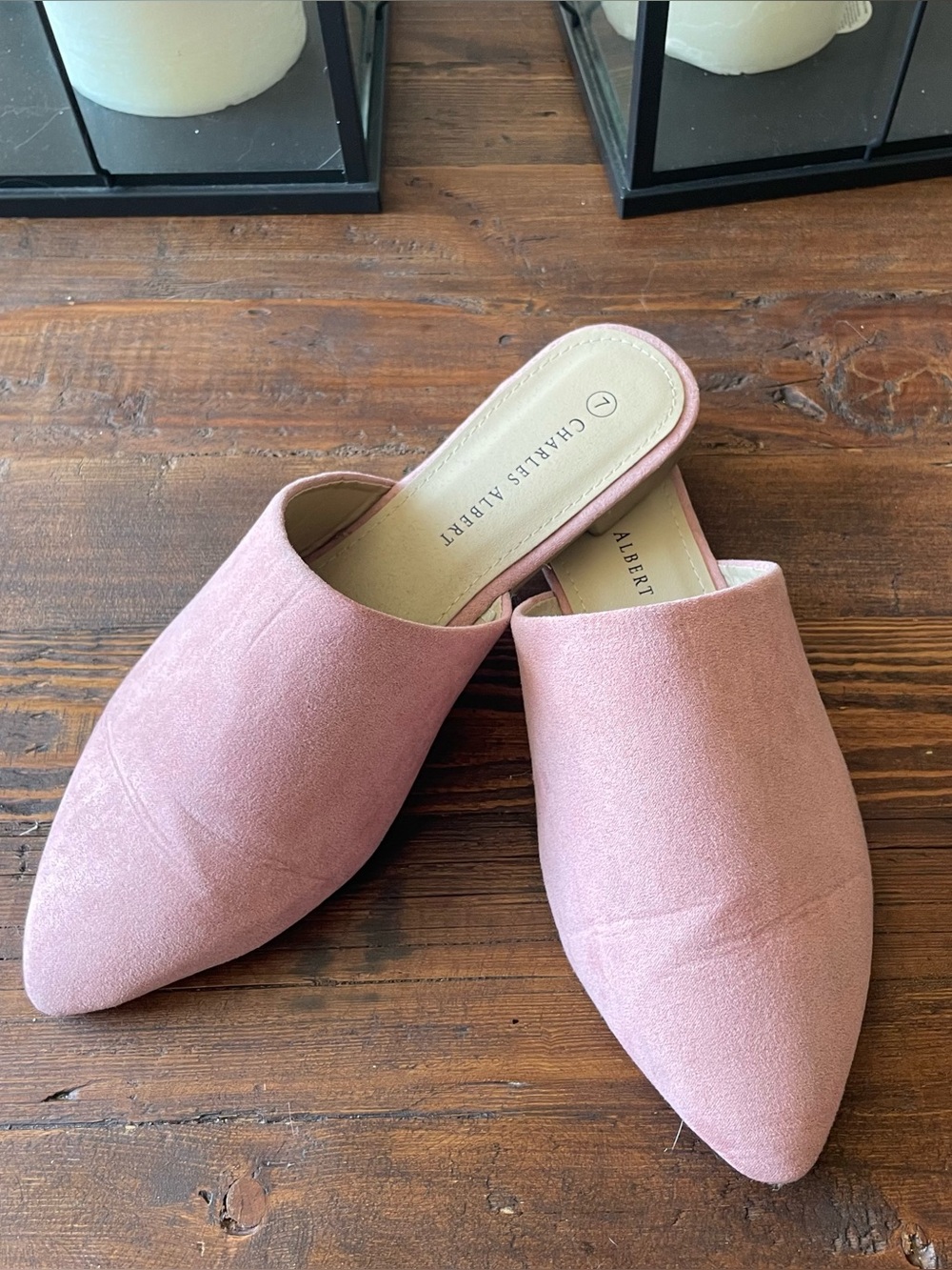 Universal Thread Pink Suede Pointed-Toe Mules